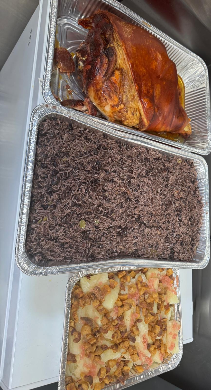 Cuban feast with palomilla steak, croquetas, empanadas, yuca, congrí rice, tostones and plantains